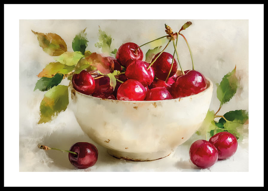 Bol de cerises mûres en parfaite harmonie-12