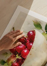 Bowl of ripe cherries in beautiful harmony-9