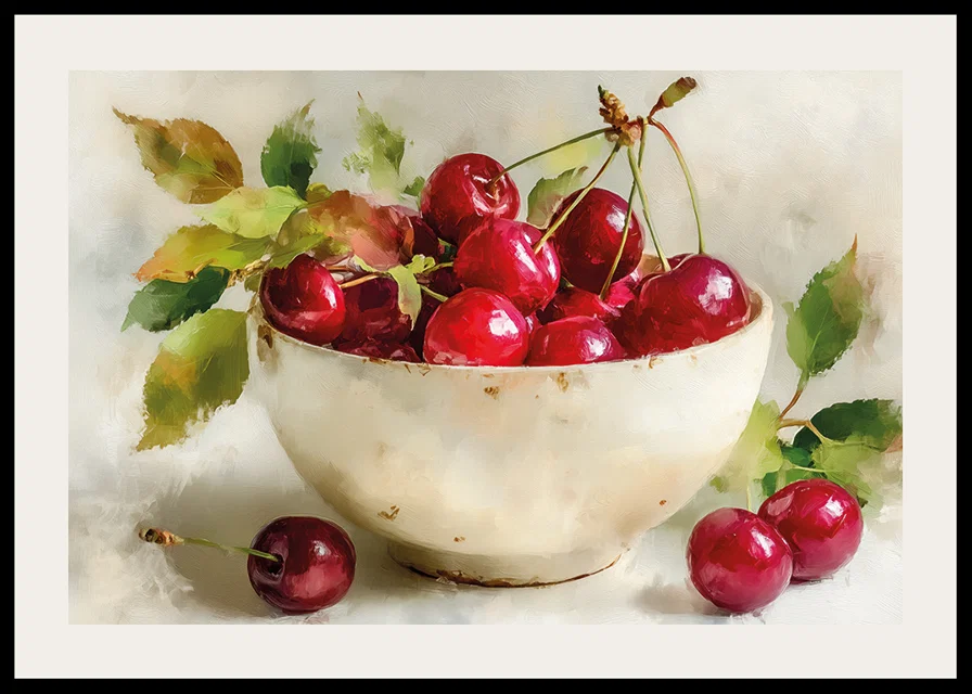 Bowl of ripe cherries in beautiful harmony-12