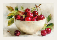 Skål med mogna körsbär i vacker harmoni-3