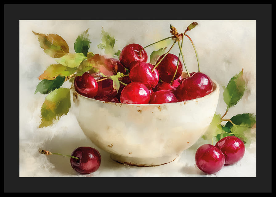 Bowl of ripe cherries in beautiful harmony-12