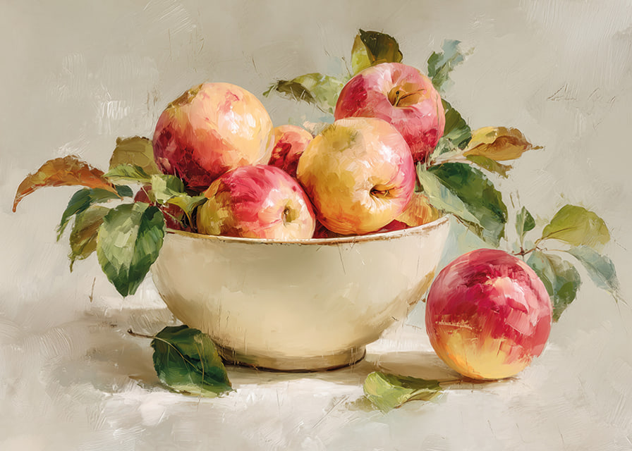 Kleurrijke appels vullen een kom met herfstachtige charme-12