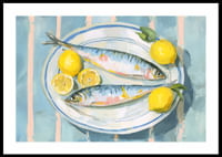 Nature morte animée avec poisson et citron dans une palette de couleurs harmonieuse-0