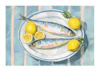 Nature morte animée avec poisson et citron dans une palette de couleurs harmonieuse-1