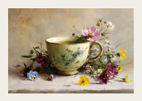 A beautiful cup surrounded by floral splendor brings harmony-3