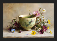 A beautiful cup surrounded by floral splendor brings harmony-5