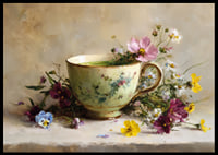 A beautiful cup surrounded by floral splendor brings harmony-6