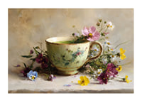 A beautiful cup surrounded by floral splendor brings harmony-1
