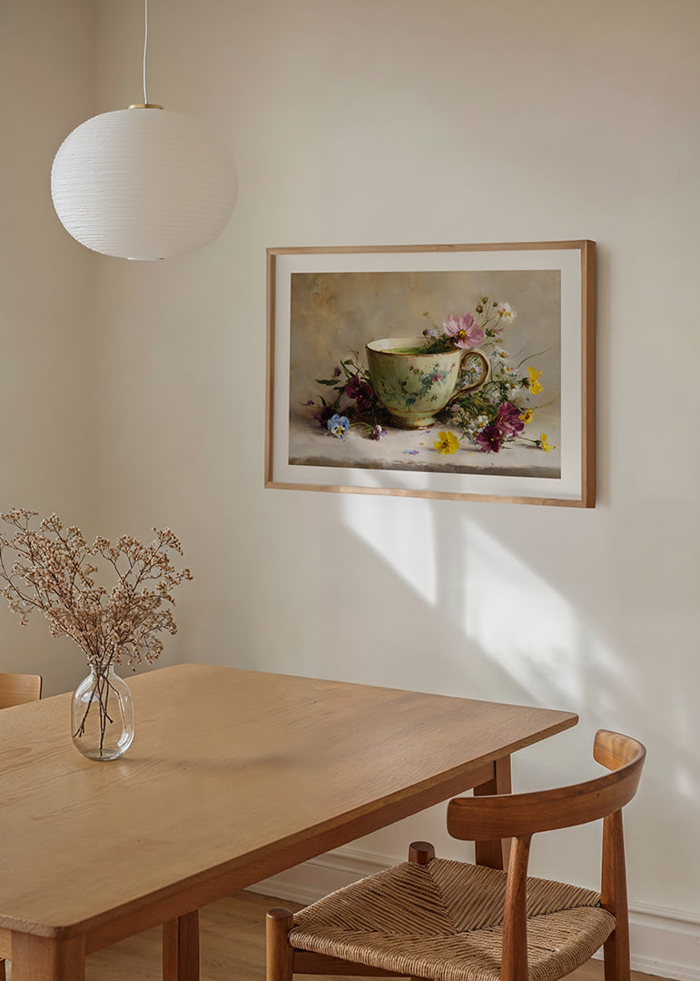 A beautiful cup surrounded by floral splendor brings harmony-12