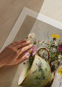 A beautiful cup surrounded by floral splendor brings harmony-9