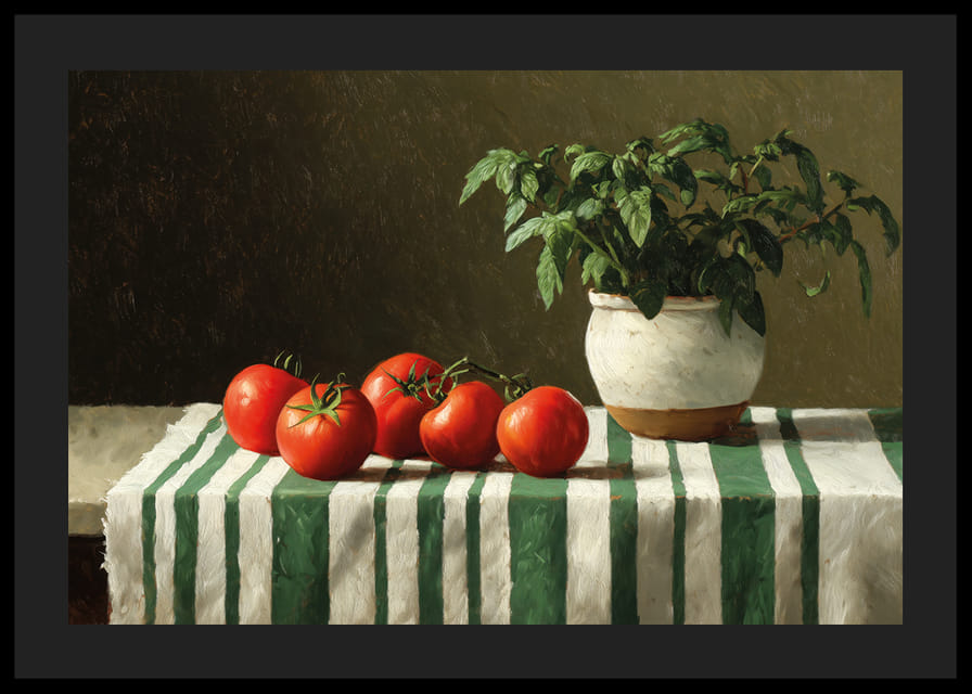 Fresh tomatoes and greenery in peaceful harmony-12