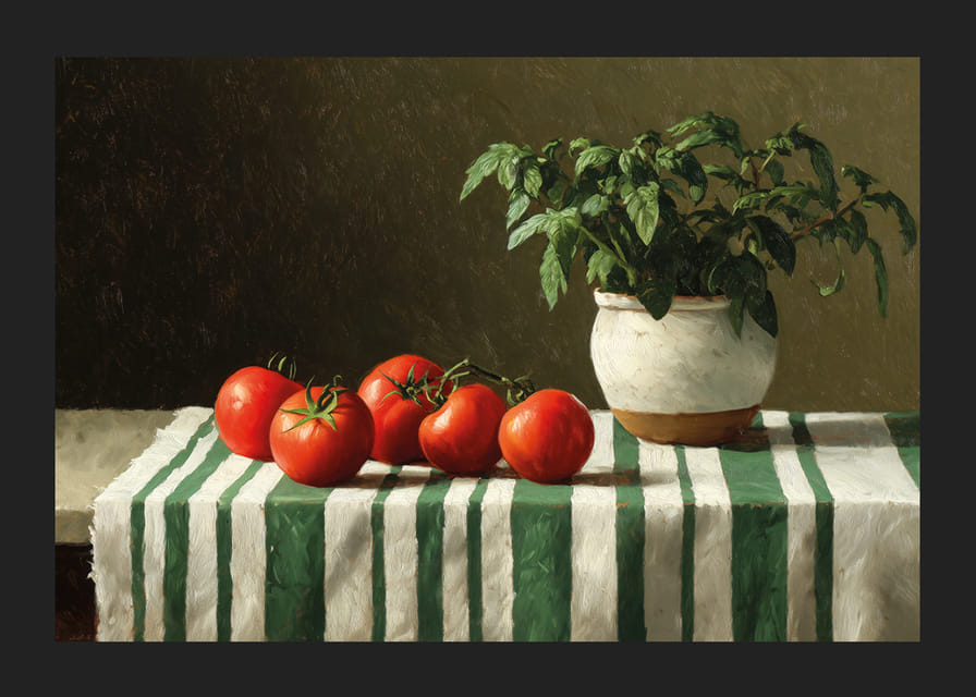 Fresh tomatoes and greenery in peaceful harmony-12