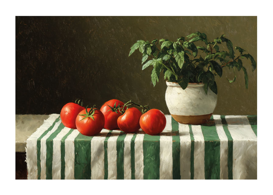 Tomates fraîches et verdure en harmonie paisible-12