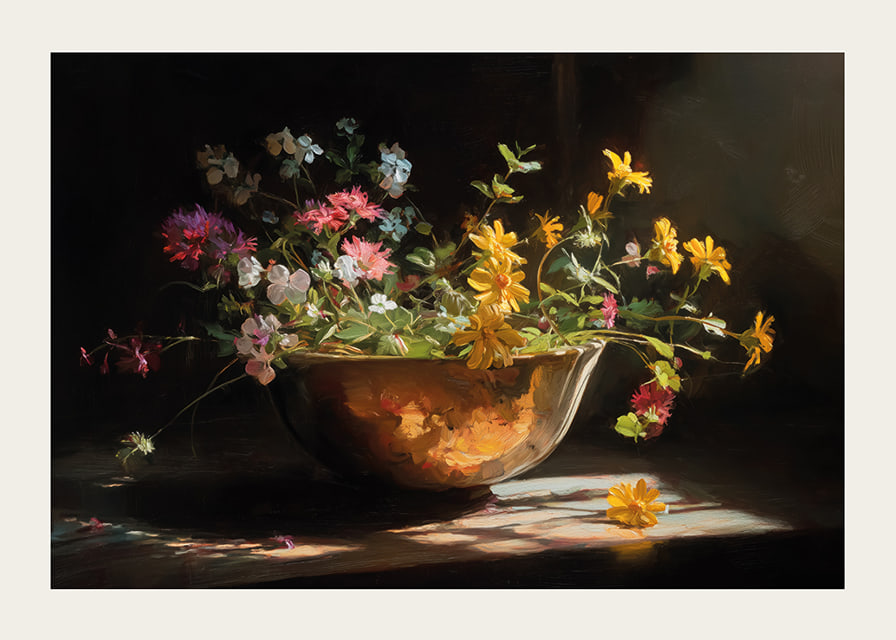 Sunlit flowers in a bowl spread colorful beauty-12