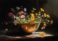 Sunlit flowers in a bowl spread colorful beauty-7