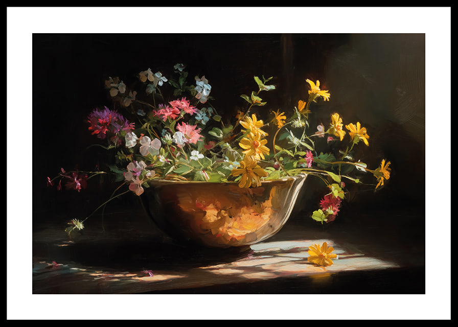 Sunlit flowers in a bowl spread colorful beauty-12
