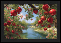 Frodiga granatäpplen vid en glittrande flod-4