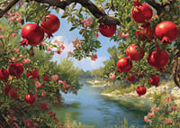 Lush pomegranates by a sparkling river-7