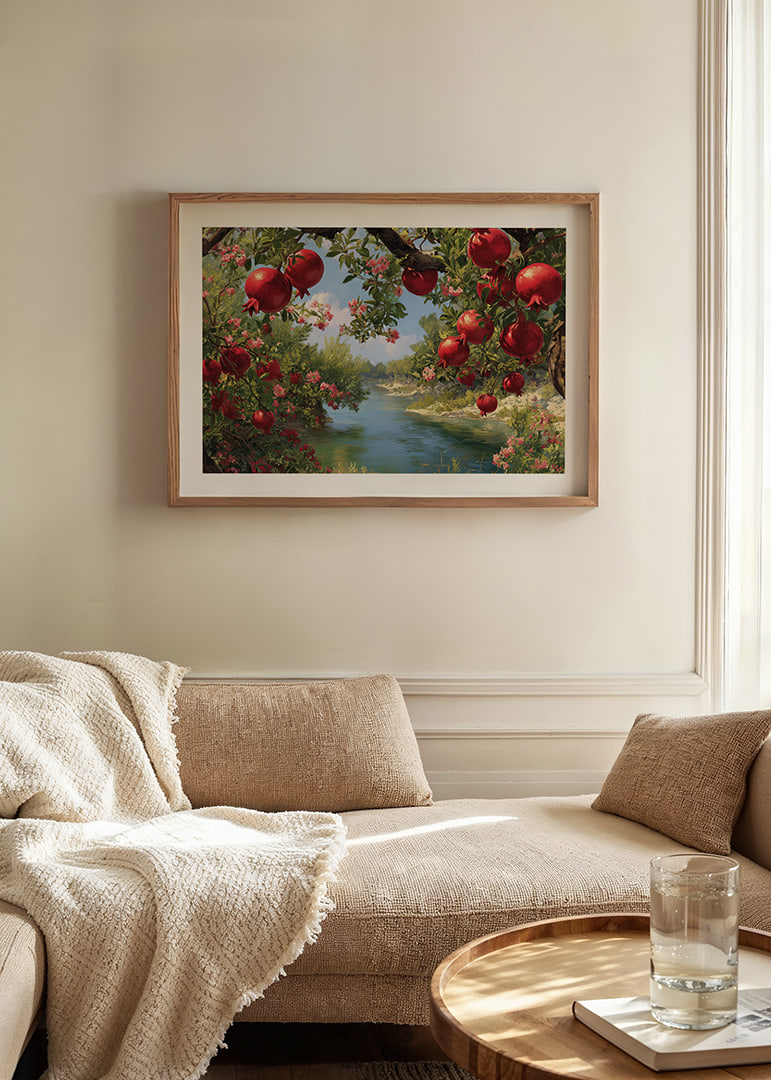 Lush pomegranates by a sparkling river-12