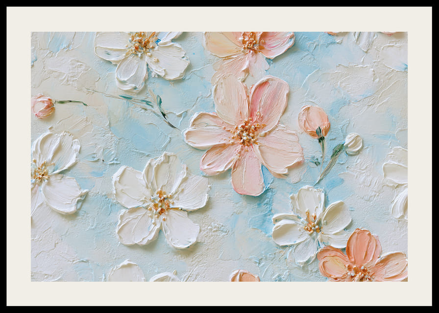 Delikata blommor svävar mot en ljusblå bakgrund-12