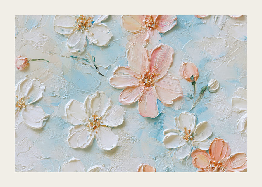 Delikata blommor svävar mot en ljusblå bakgrund-12