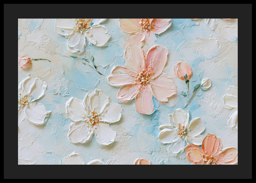 Delikata blommor svävar mot en ljusblå bakgrund-12