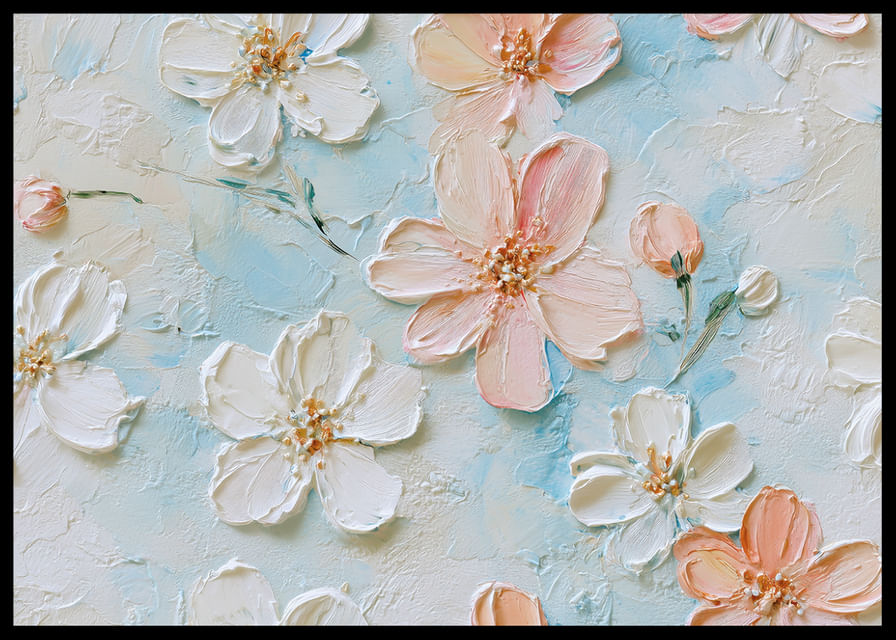 Smalki ziedi peld uz gaiši zila fona-12