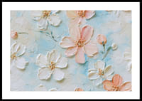 Smalki ziedi peld uz gaiši zila fona-0