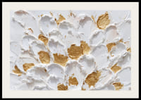 Golden flowers dance on a white textured canvas-2