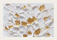 Golden flowers dance on a white textured canvas-3