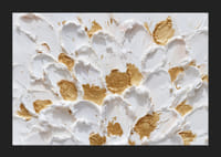 Golden flowers dance on a white textured canvas-5