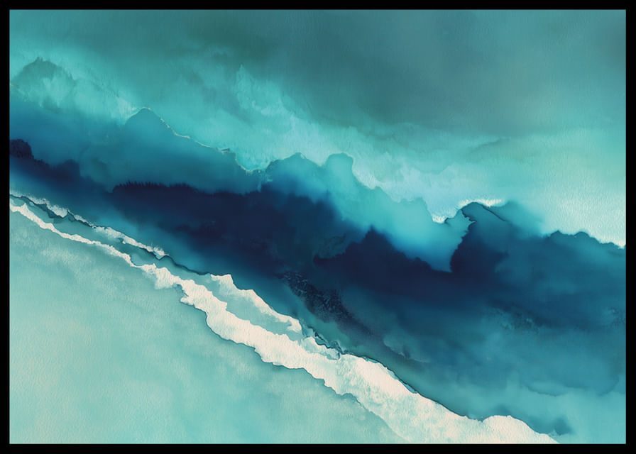 Motif marin onirique aux douces teintes turquoise-12