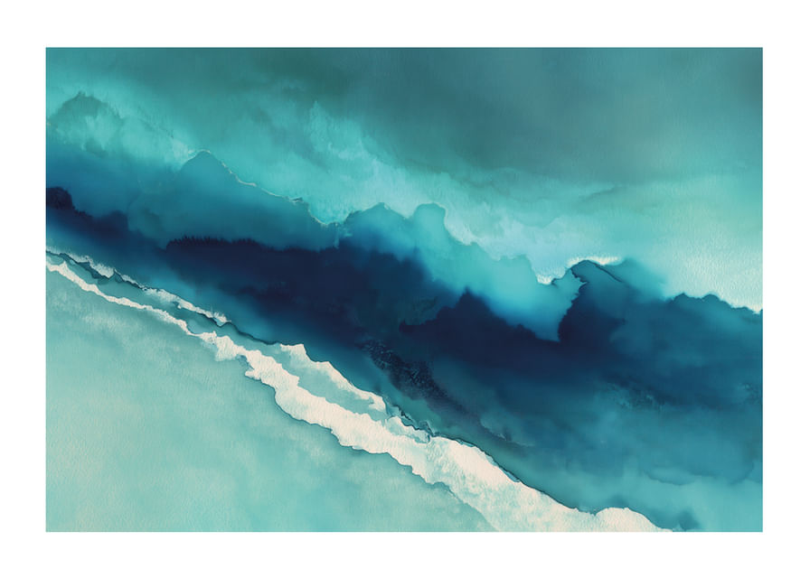 Motif marin onirique aux douces teintes turquoise-12