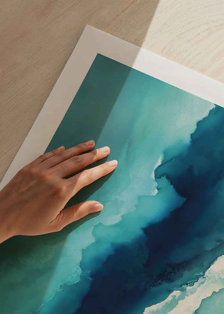 Motif marin onirique aux douces teintes turquoise-12