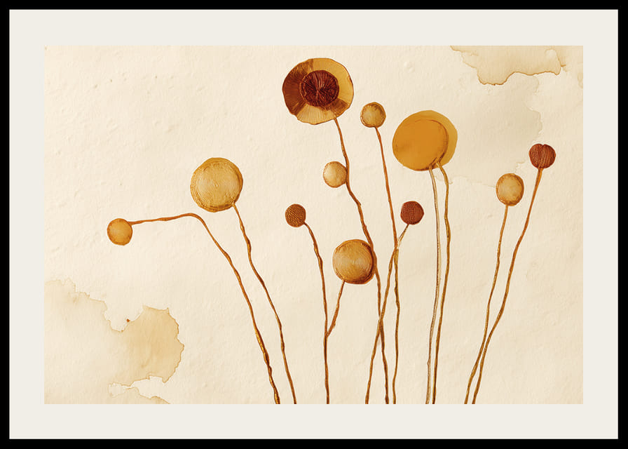 Elegant brown flowers dance against a warm background-12