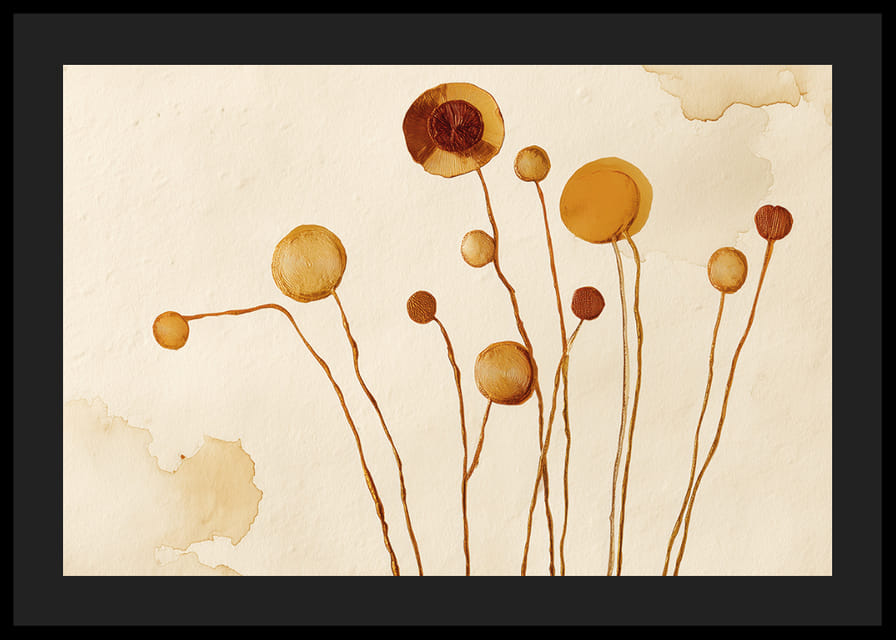 Elegant brown flowers dance against a warm background-12