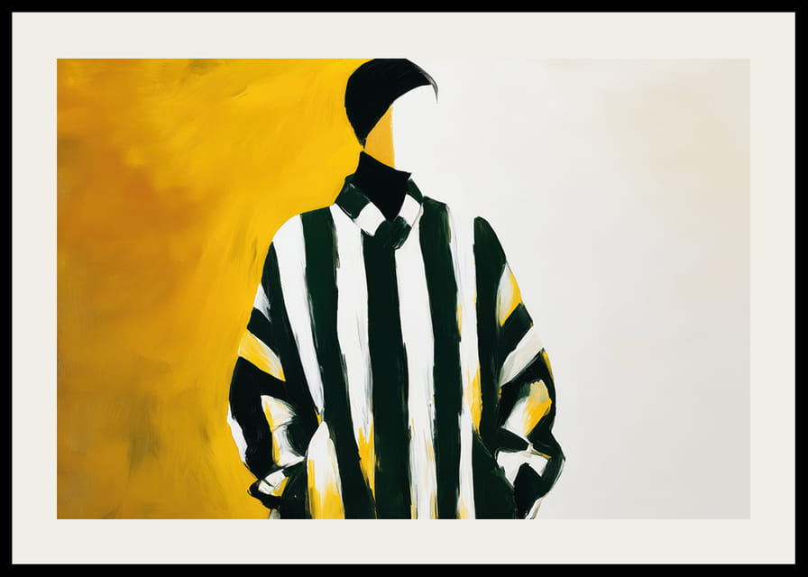 Stilfuld poster med grafisk silhuett i gult och svartvitt-12