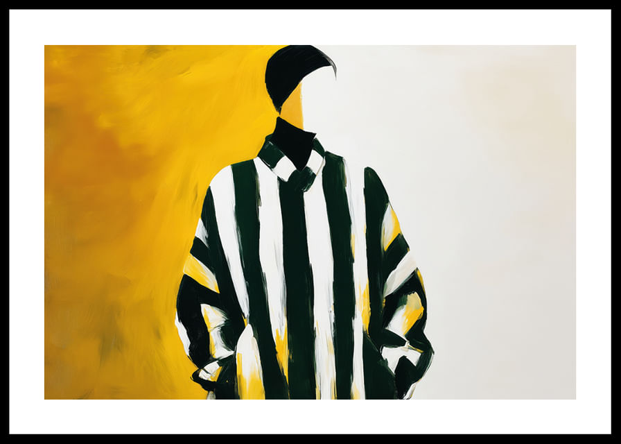 Stijlvolle poster met grafisch silhouet in geel en zwart-wit-12