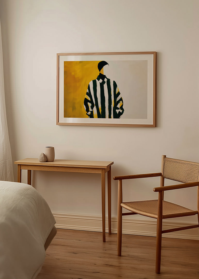 Affiche élégante avec silhouette graphique en jaune, noir et blanc-12