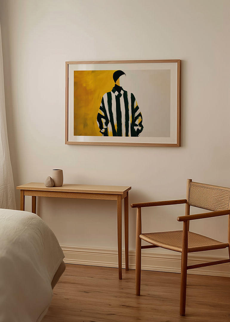 Stijlvolle poster met grafisch silhouet in geel en zwart-wit-12