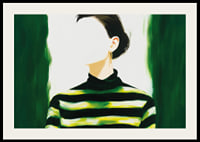 A stylish woman in green and black stripes-2