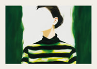 A stylish woman in green and black stripes-3