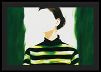 A stylish woman in green and black stripes-4