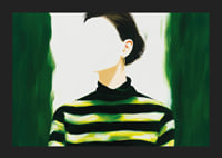 A stylish woman in green and black stripes-5