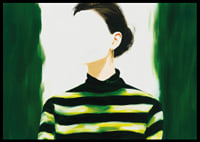 A stylish woman in green and black stripes-6