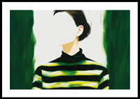 A stylish woman in green and black stripes-0