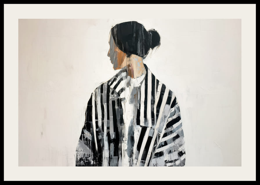 En stillsam figur i svartvitt fångar ögonblicket-12