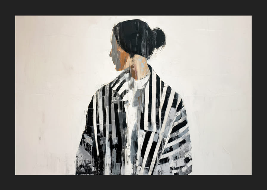 En stillsam figur i svartvitt fångar ögonblicket-12