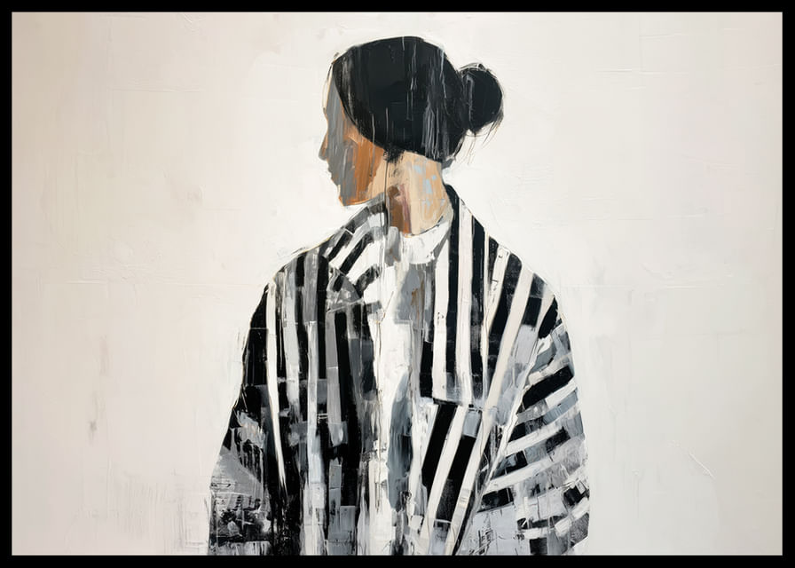 Una figura serena in bianco e nero cattura il momento-12