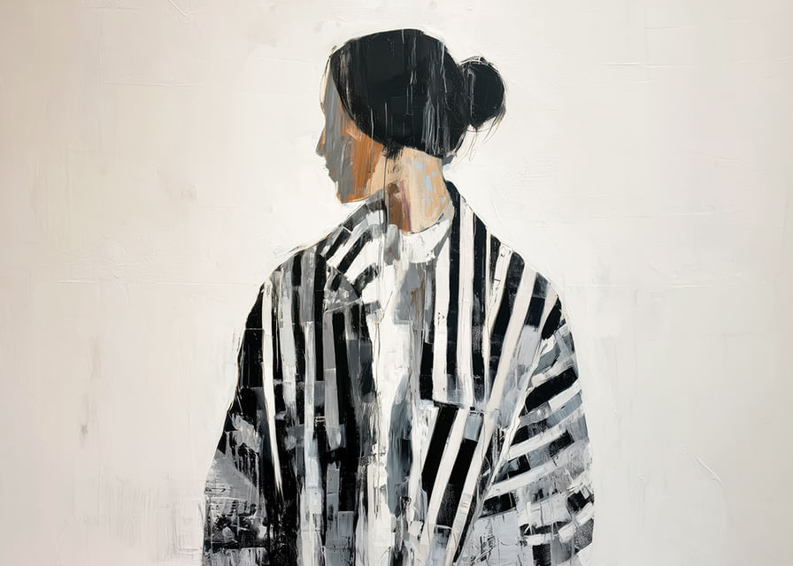 Una figura serena in bianco e nero cattura il momento-12